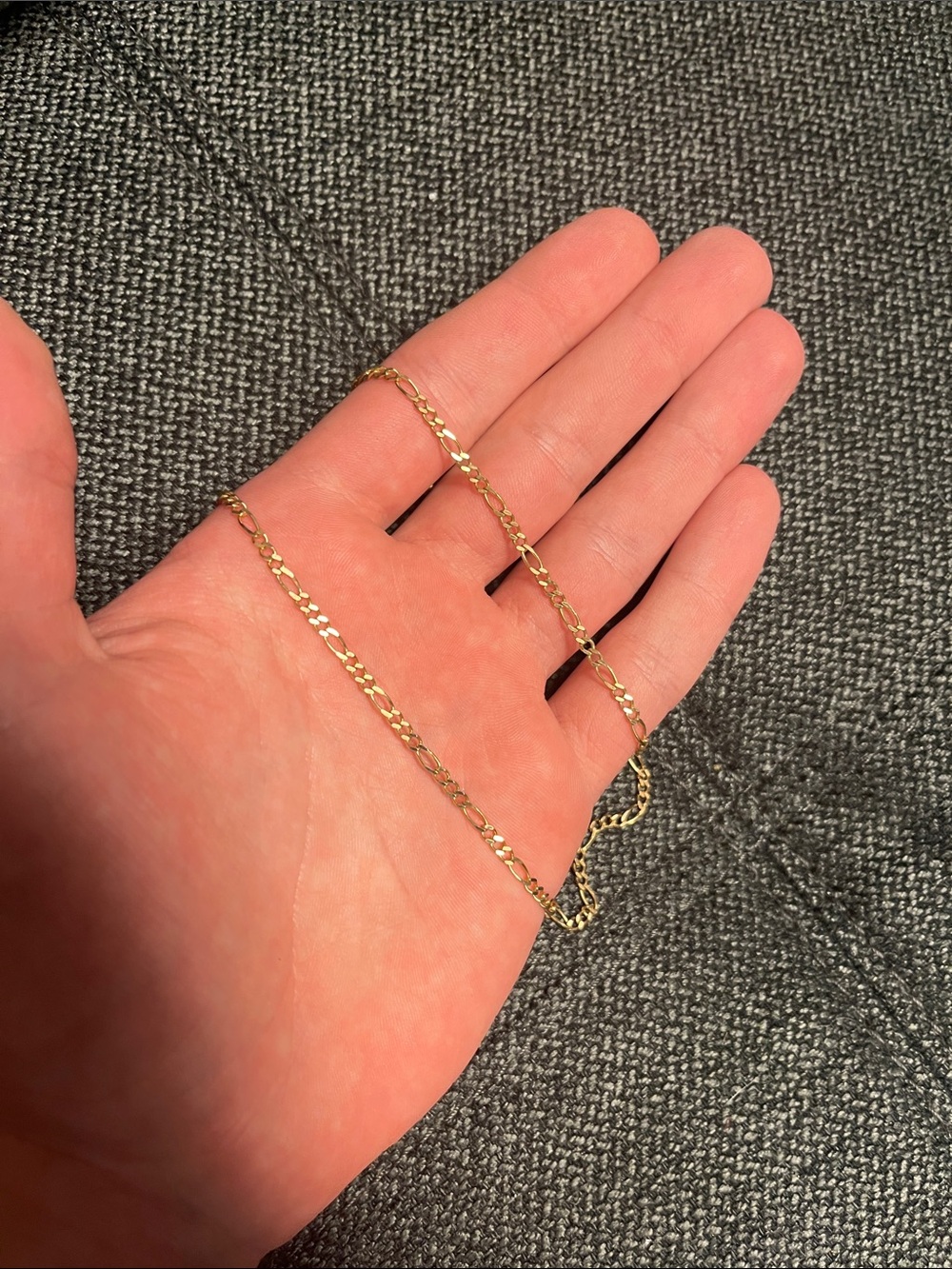 Vintage Solid 10K Gold Figaro Chain Necklace - Women Jewelry